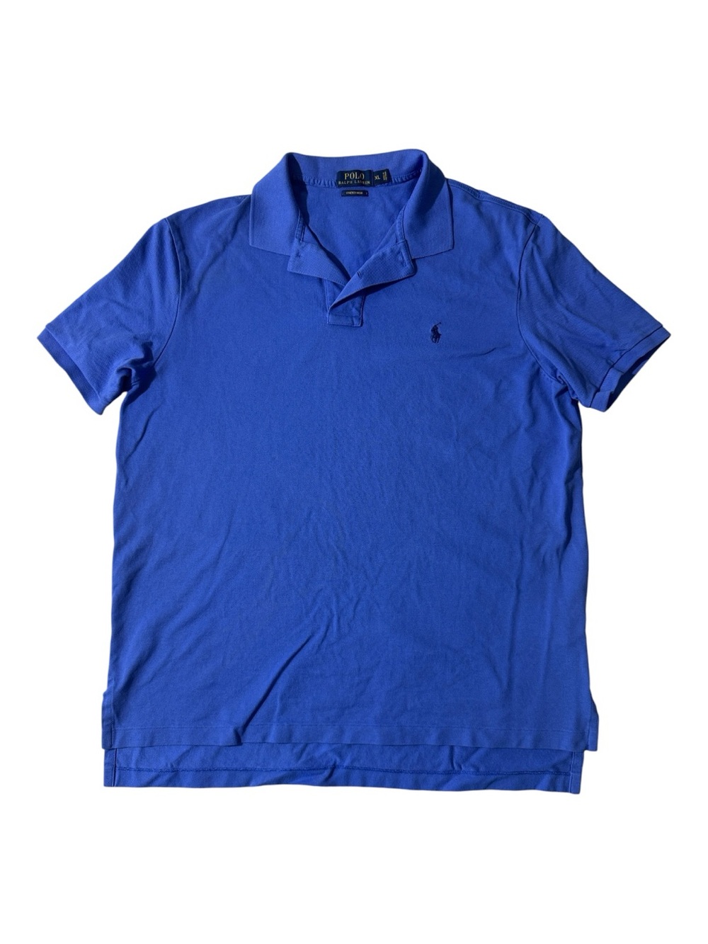 Polo Ralph Lauren mens XL blue solid stretch mesh cotton blend pique polo shirt